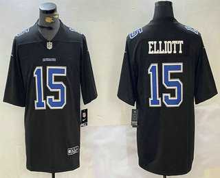 Mens Dallas Cowboys #15 Ezekiel Elliott Black Throwback Vapor Limited Stitched Jersey